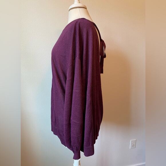 Roaman's NWOT Glam Occasion Open Back Purple Metallic Fleck Long Knit Sweater 1X - Picture 4 of 10